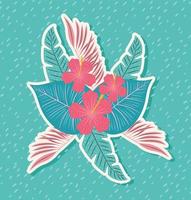 hawaiian pink flowers badge vector