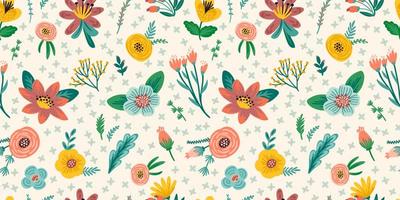 Folk floral seamless pattern. Modern abstract design vector