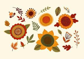 Set of floral design elements. Vector illustration.