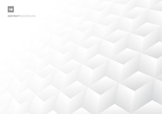 3D geometric white and gray gradient color cubes pattern background