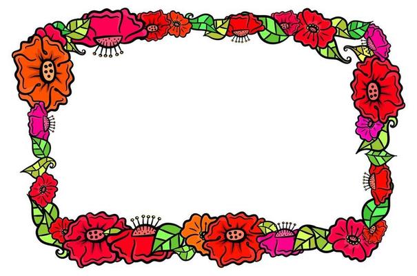 Floral Poppy Page Border Decoration