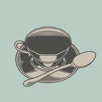 Hand drawn tea cup sketch in engraving style for menu vector