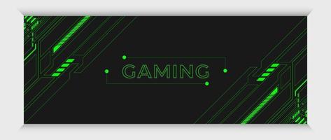 Plantilla de diseño de portada y banner de juegos futurista verde y negro vector