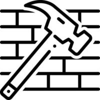 Line icon for hammer and bricks vector