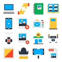 Pack of Photographic Instrument Flat Icons vector