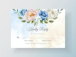 invitación de boda con hermosa acuarela floral vector