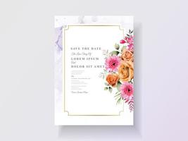 Abstract and floral watercolor wedding invitations vector