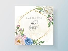 Wedding invitation with beautiful floral watercolor vector