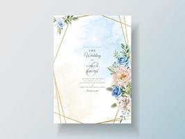 invitación de boda con hermosa acuarela floral vector