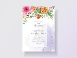 Abstract and floral watercolor wedding invitations vector