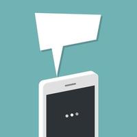 Smartphone close-up with speech bubble. Vector illustration