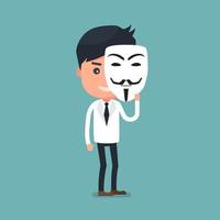 Businessman with mask. flat cartoon. Vector illustration