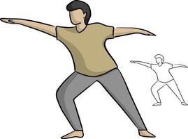 man yoga poses vector illustration sketch doodle