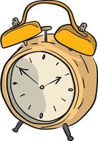 yellow retro alarm clock vector illustration sketch