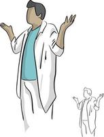 doctor gesturing with open arms vector illustration