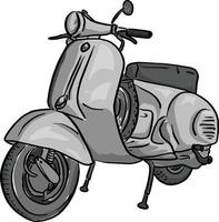 retro, gris, scooter, vector, ilustración, bosquejo, garabato vector