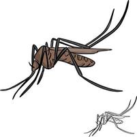 Doodle de dibujo de ilustración de vector de mosquito marrón