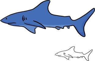 blue shark vector illustration sketch doodle hand drawn