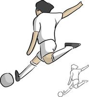 boceto de ilustración de vector de tiro de jugador de fútbol