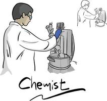 Female chemist working with equipment in laboratory vector