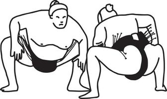 Sumo wrestling fight - vector illustration sketch hand drawn