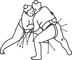 lucha de lucha de sumo - ilustración vectorial boceto dibujado a mano vector