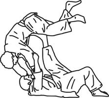 Arte marcial de judo - ilustración vectorial boceto dibujado a mano vector