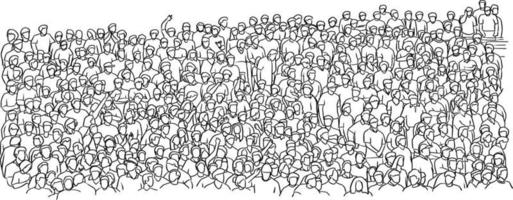 outline crowd of people on stadium vector illustration