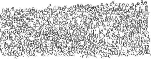 outline crowd of people on stadium vector illustration