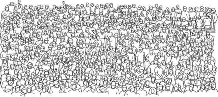 outline crowd of people on stadium vector illustration