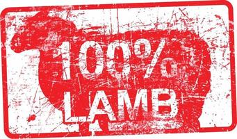 100 per cent lamb - red rubber dirty grungy stamp vector