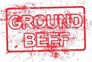 ground beef - red rubber grungy stamp in rectangular vector