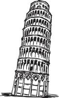 torre inclinada de pisa - dibujo de ilustración vectorial vector