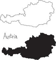 outline and silhouette map of Austria - vector