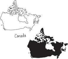 Mapa de contorno y silueta de Canadá - vector