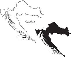 Mapa de contorno y silueta de Croacia - ilustración vectorial vector