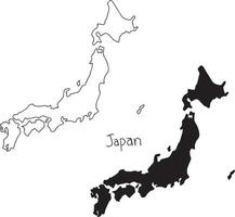 outline and silhouette map of Japan - vector illustration