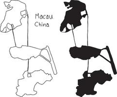 outline and silhouette map of Macau China - vector