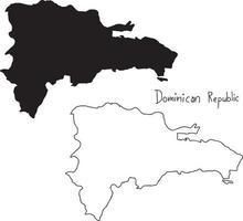 outline and silhouette map of Dominican Republic - vector