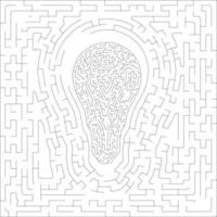 Labyrinth Maze Game and  with outline of bulb isolated vector