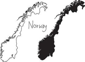 outline and silhouette map of Norway - vector