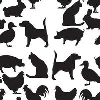 seamless pattern pets silhouette - vector illustration