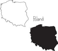 outline and silhouette map of Poland - vector illustration