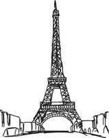 torre eiffel, -, vector, ilustración, bosquejo, mano, dibujado vector