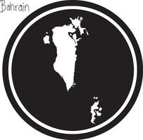 vector illustration white map of Bahrain on black circle