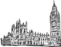 Big Ben y la casa del parlamento - ilustración vectorial vector