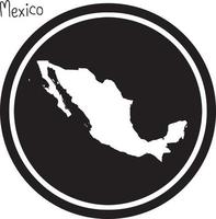 vector illustration white map of Mexico on black circle