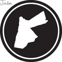 vector illustration white map of Jordan on black circle