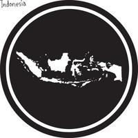 vector illustration white map of Indonesia on black circle