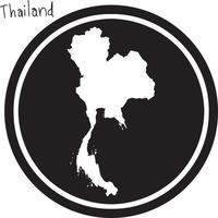 vector illustration white map of Thailand on black circle